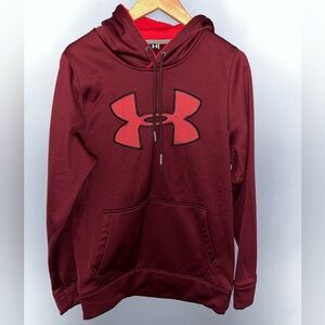 Burgundy Under Armour‎ logo hooded sweatshirt